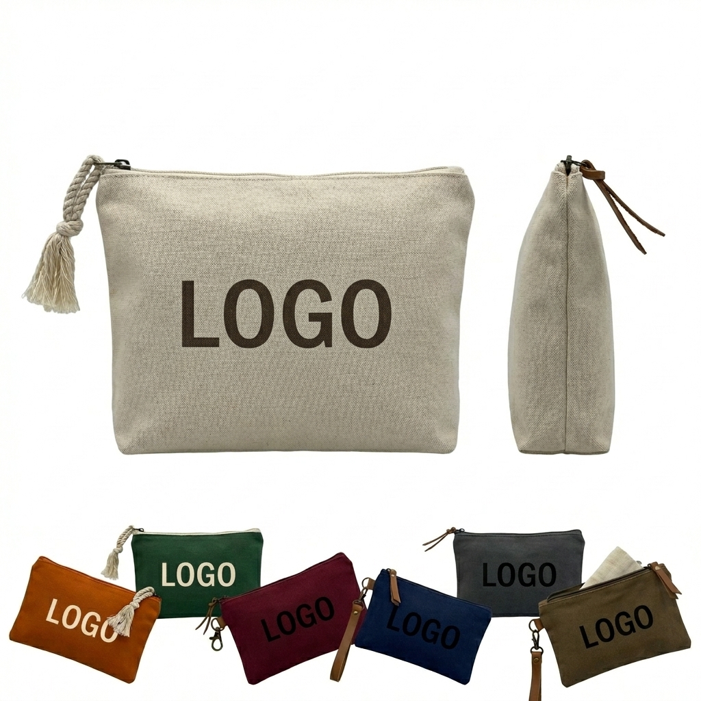 Premium Canvas Cosmetic & Pencil Case with Smooth Zipper - Versatile Travel Organizer