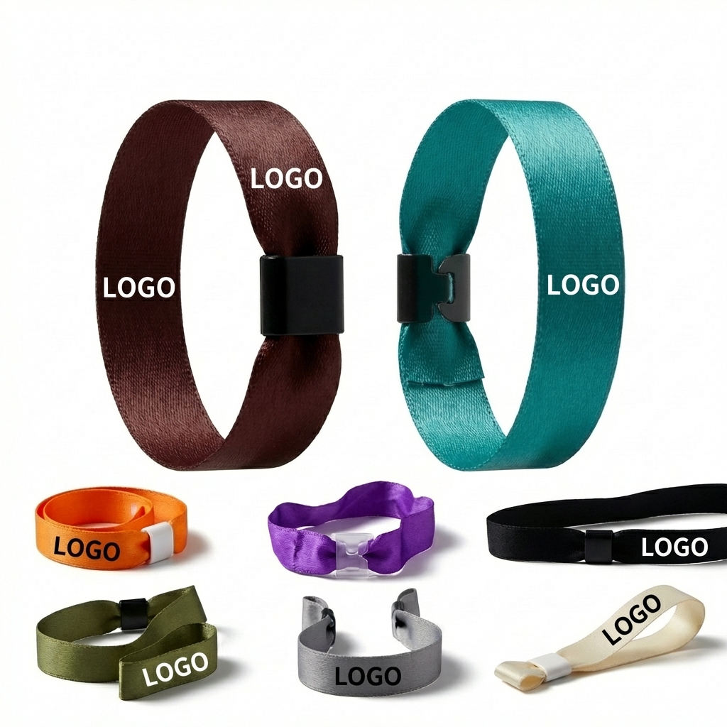 Customizable Printed Ribbon Wristbands with Adjustable Slider