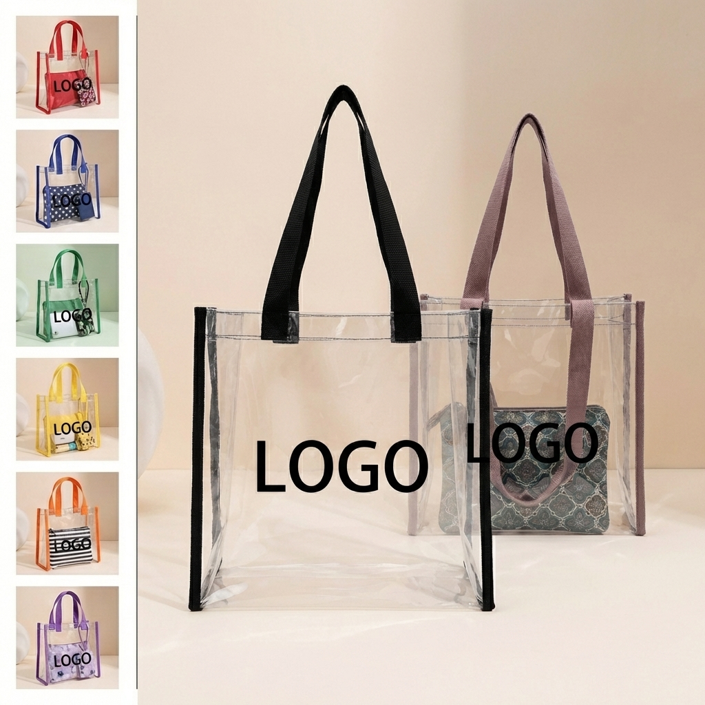Color-Accented Clear Tote Bag for Events, Festivals, and Travel