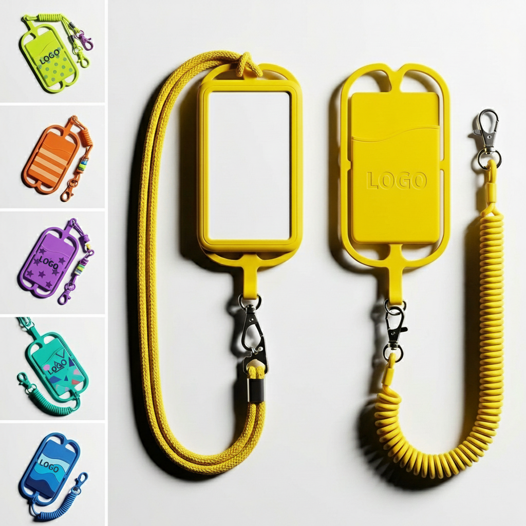All-in-One Lanyard Phone Holder with Silicone Card Wallet