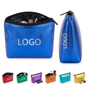 Crescent Blue Plush PU Squeeze Stress Relief Cosmetic Pouch