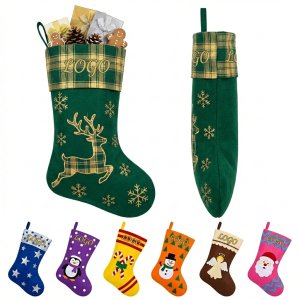 Festive Plush Gift Stocking Pouch for Holiday Treats and Decor