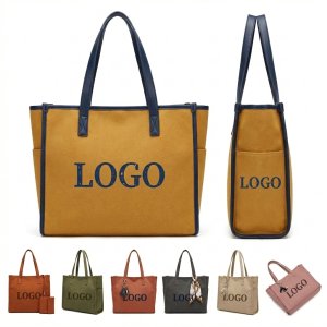 Women's Lightweight Canvas Laptop Tote Bag with Padded Laptop Compartment