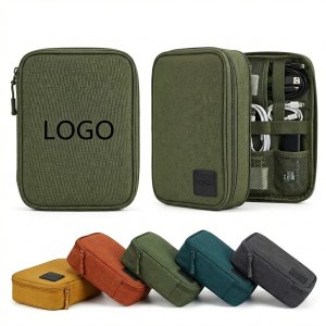 Custom Logo Padded Canvas Tech Cable Organizer Bag with US Shipping