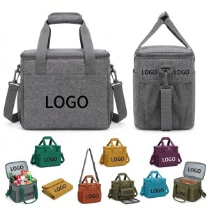 Spacious PEVA Lined Cooler Lunch Bag with Shoulder Strap, Holds 24 Bottles