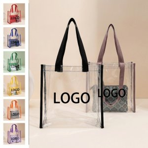 Color-Accented Clear Tote Bag for Events, Festivals, and Travel